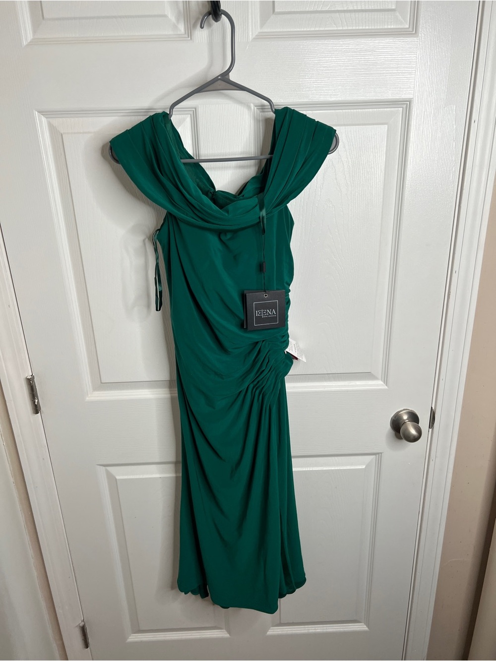 Mac Duggal Emerald  Green One-Shoulder Draped Evening Gown